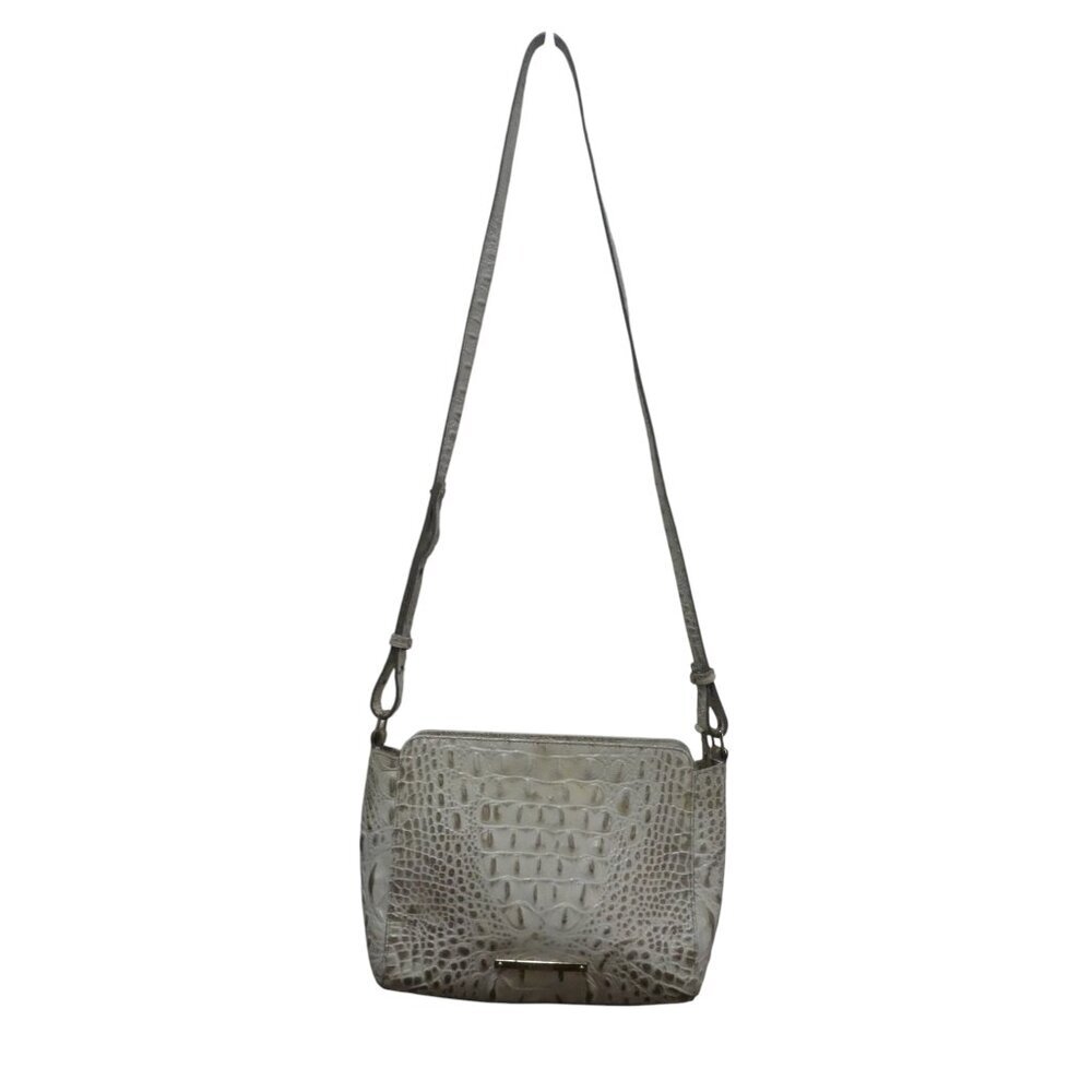 Brahmin Carrie‎ Croc Embossed Leather Sand Dune Crossbody Purse Bag